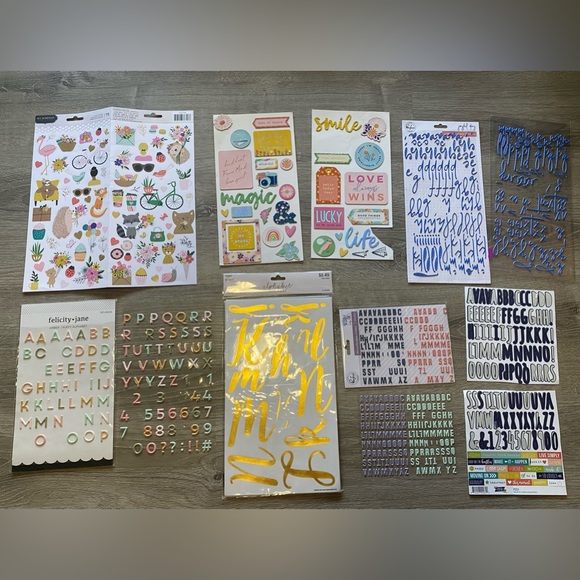 Lot of partial used sticker and alphabet sheets for journaling crafts Doodlebug - Picture 4 of 4